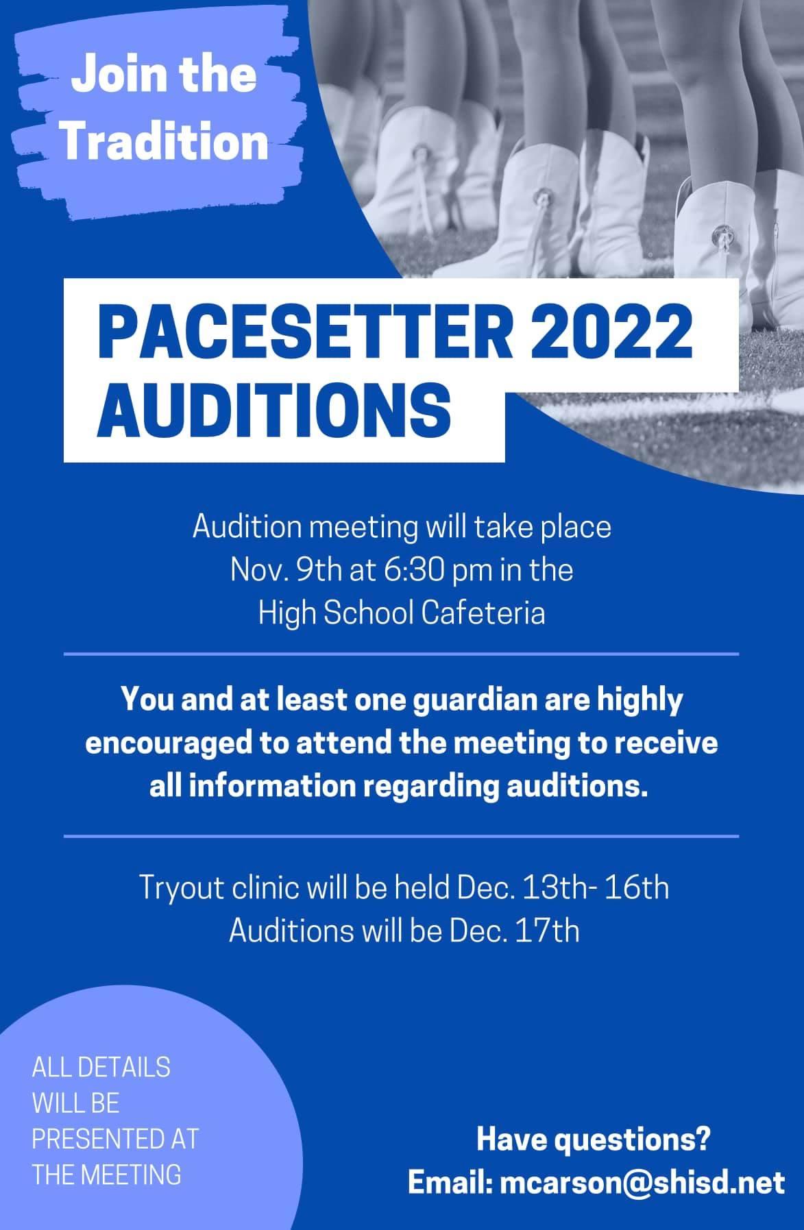 Pacesetter Audition Meeting TONIGHT! 